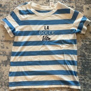 LOFT M Blue and White Striped T-Shirt NWT